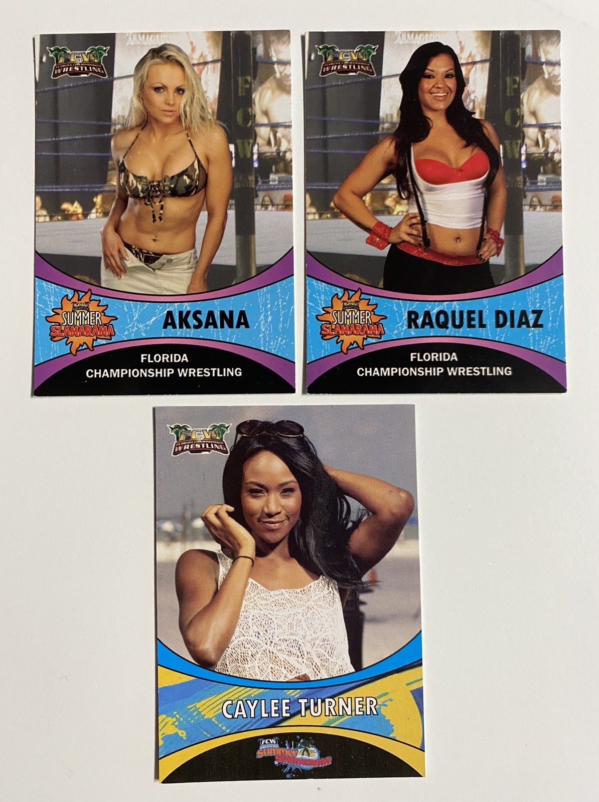 RAQUEL DIAZ (SHAUL GUERRERO) & AKSANA & CAYLEE TURNER : 2011 FCW Cards = WWE