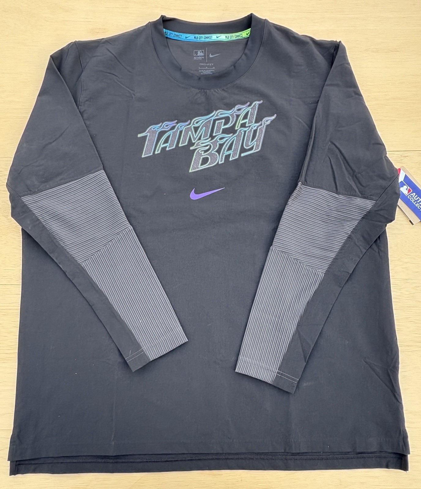 Nike Tampa Bay Rays Black Dri Fit Long Sleeve Mens Large Pullover NWT