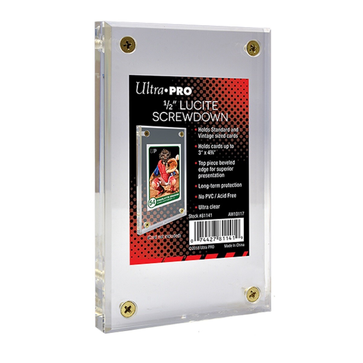 Ultra Pro Half Inch Thick Lucite Brick 4-Screw Card Holder Acrylic Display Slab
