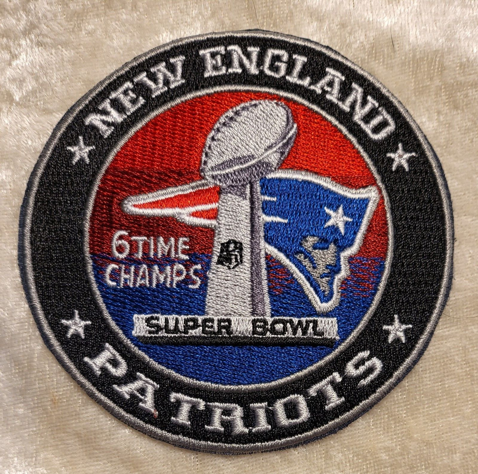 New England Patriots 6 Time Super Bowl 3.5″ Iron On Patch ~ Free Tracking!