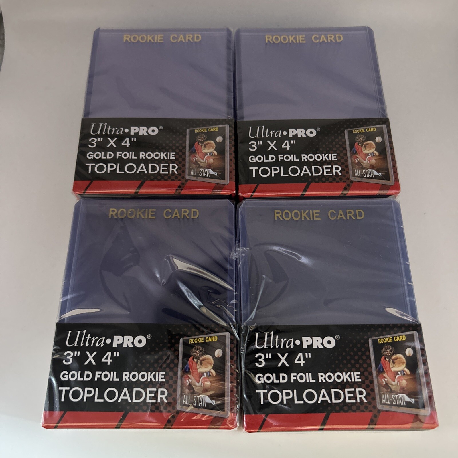 Ultra Pro 3X4 GOLD ROOKIE 35pt Toploaders 4 Packs of 25 for Standard Sized Cards