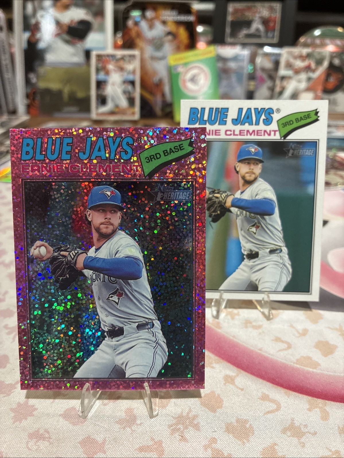 2026 Topps Heritage Ernie Clement 21 Pink Sparkle Sp +SP Base