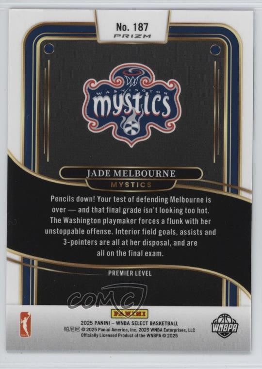 2025 Panini Select WNBA Premier Level White Prizm /99 Jade Melbourne #187 v3r
