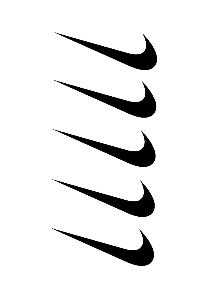 (5) 1.5″, 2″, or 2.5″ Nike Swoosh REVERSE Iron On Decal / FREE SHIP in the US