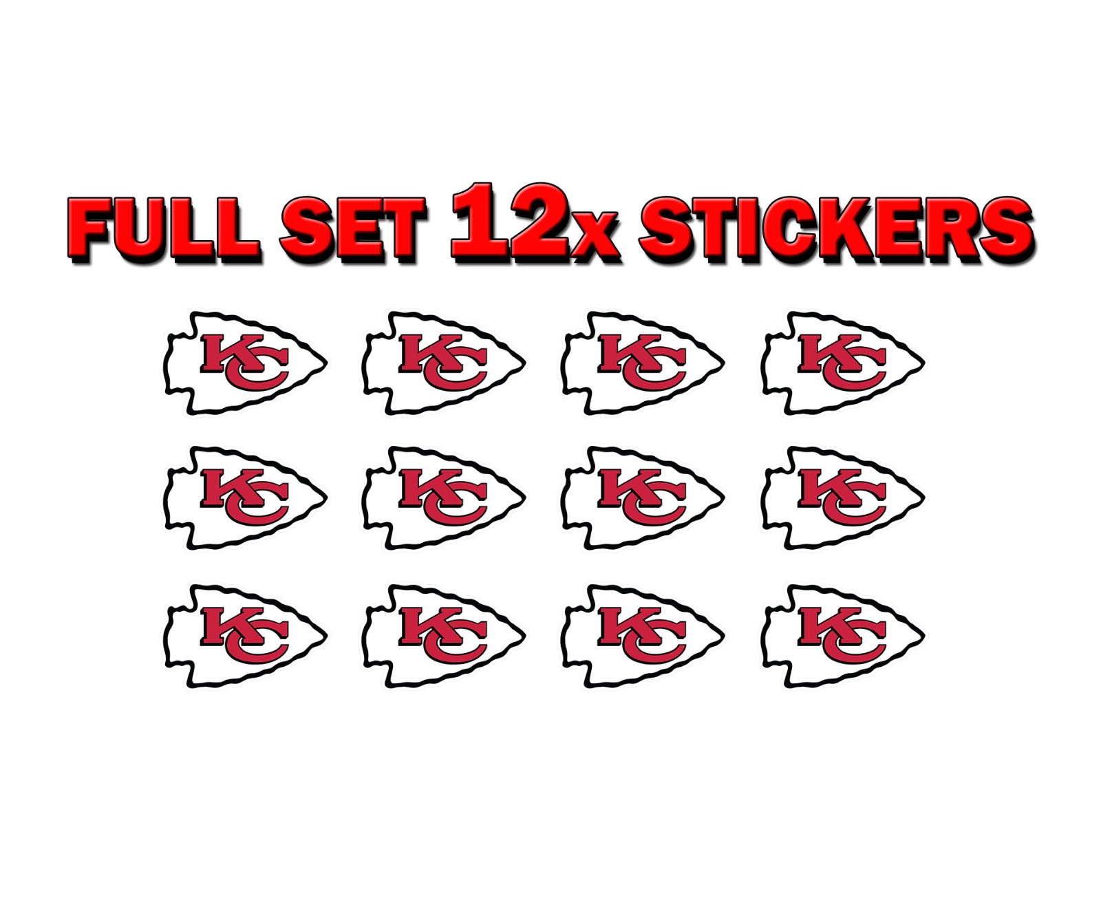 12 mini Kansas City Chiefs NFL sport sticker set new Stickers
