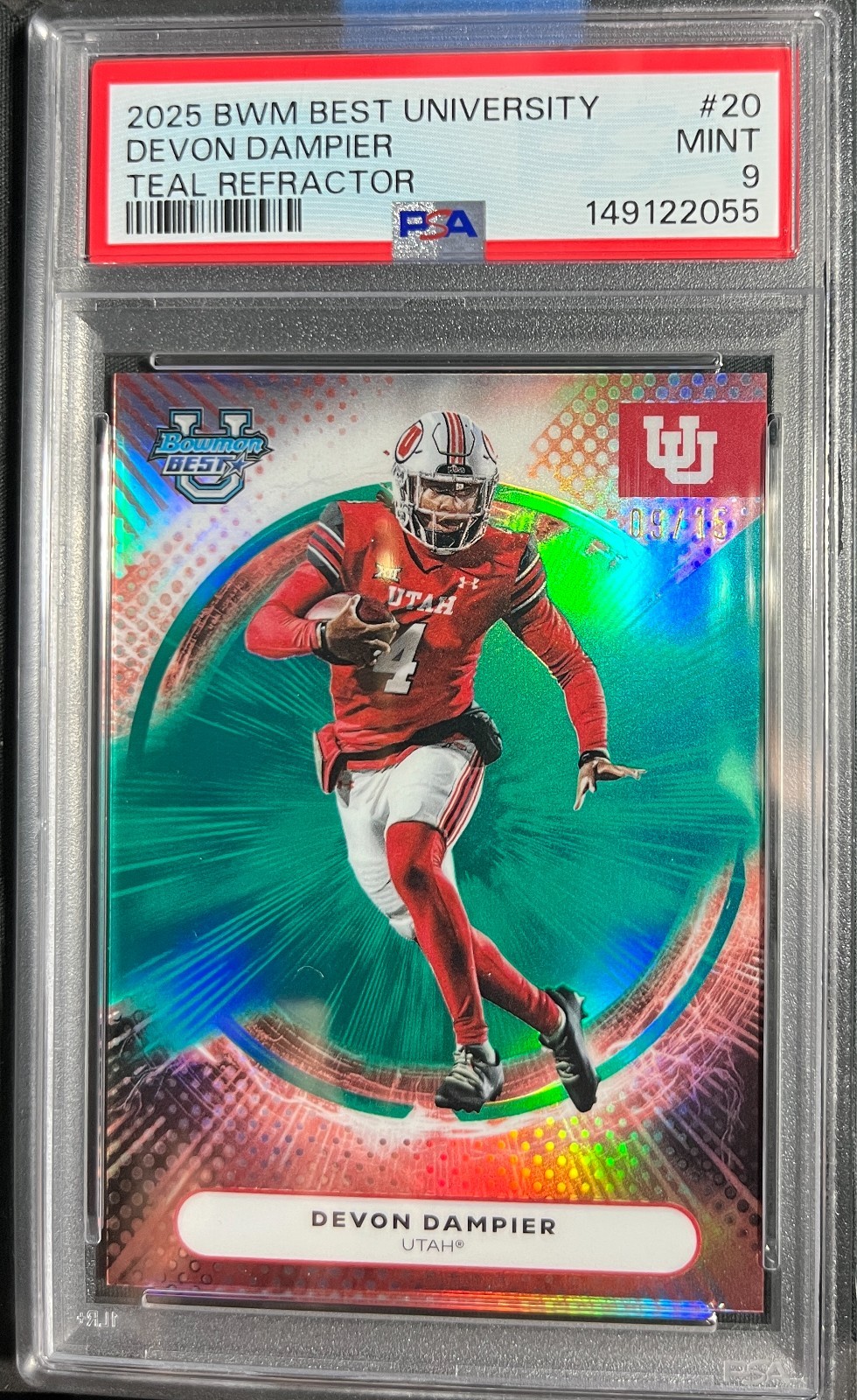 2025 TOPPS CHROME DEVON DAMPIER PSA POP 1 SSP /15 TEAL CASE HIT NON AUTO UTAH 🔥