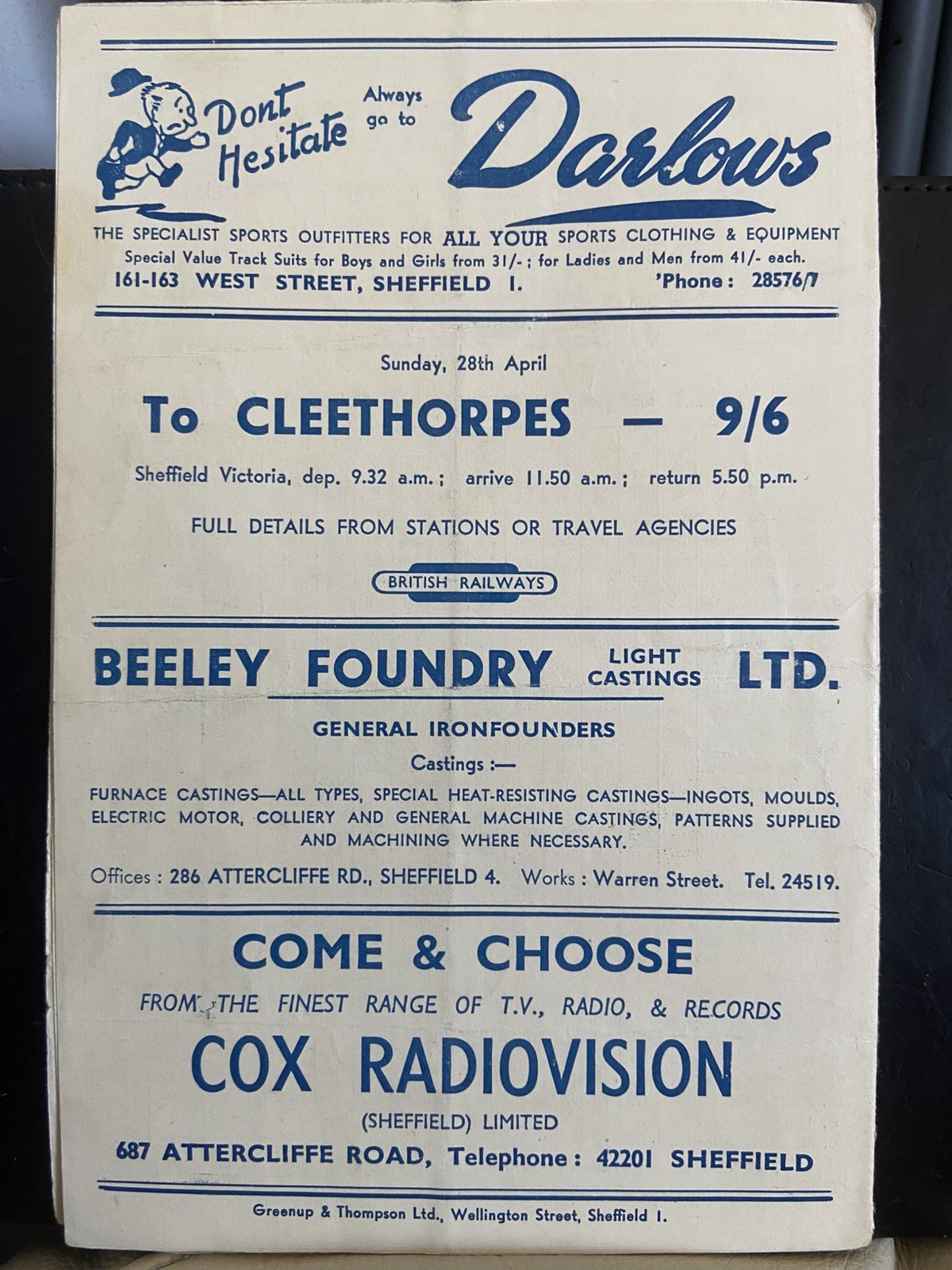 SHEFFIELD WEDNESDAY v PRESTON NORTH END, 22/04/1957, DIVISION 1,