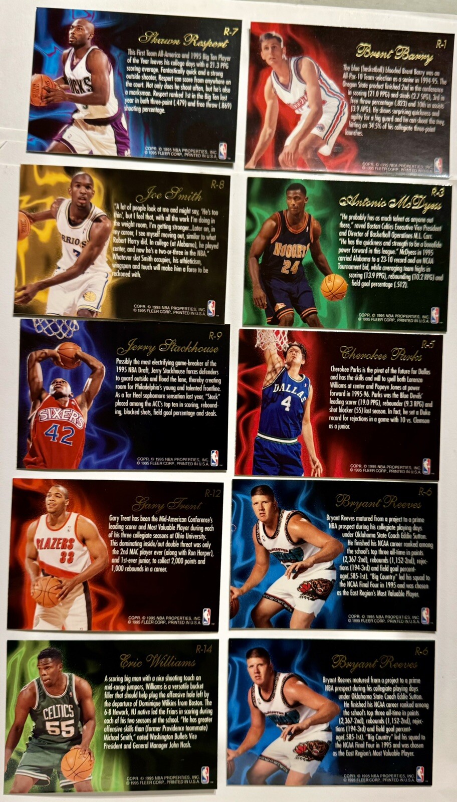 1995-96 Flair Showcase Class Of 95 Insert Lot #1, 3, 5, (2) 6, 7, 8, 9, 12, 14