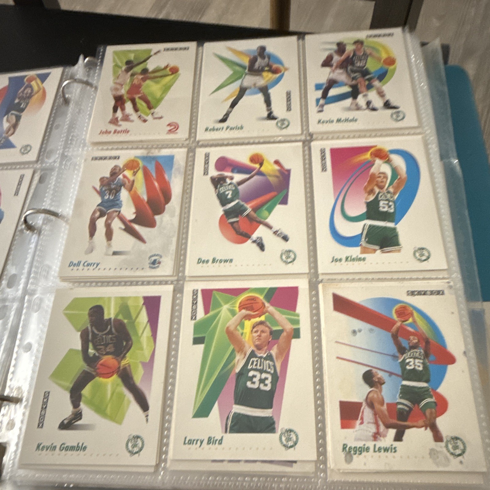 SkyBox 1990-91 NBA Basketball Trading Card Lot (9) Binder Pages Bird +