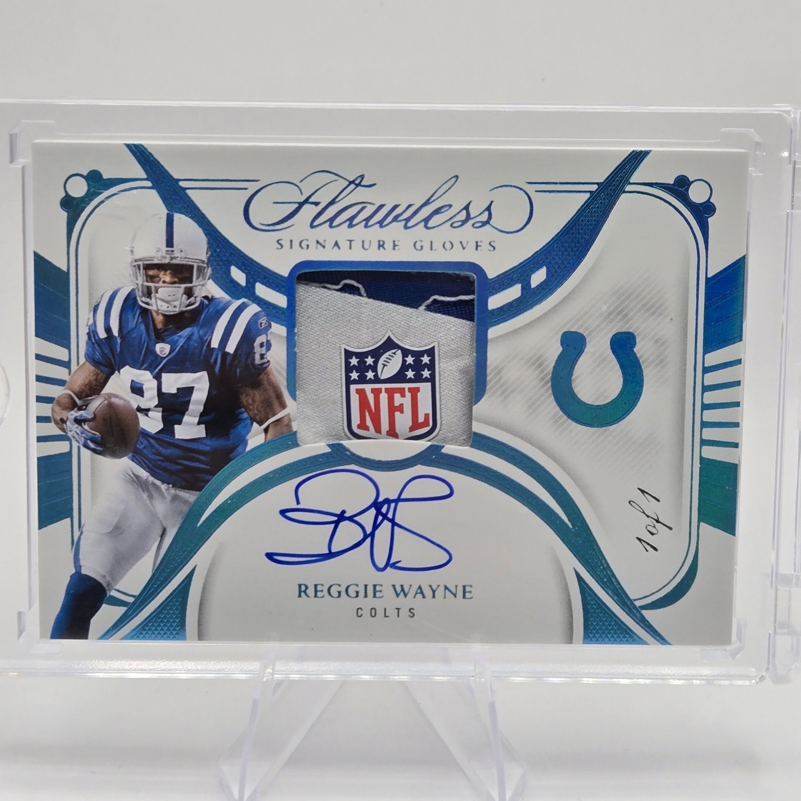 2024 Panini Flawless Signature Gloves NFL Shield 1/1 Reggie Wayne Auto
