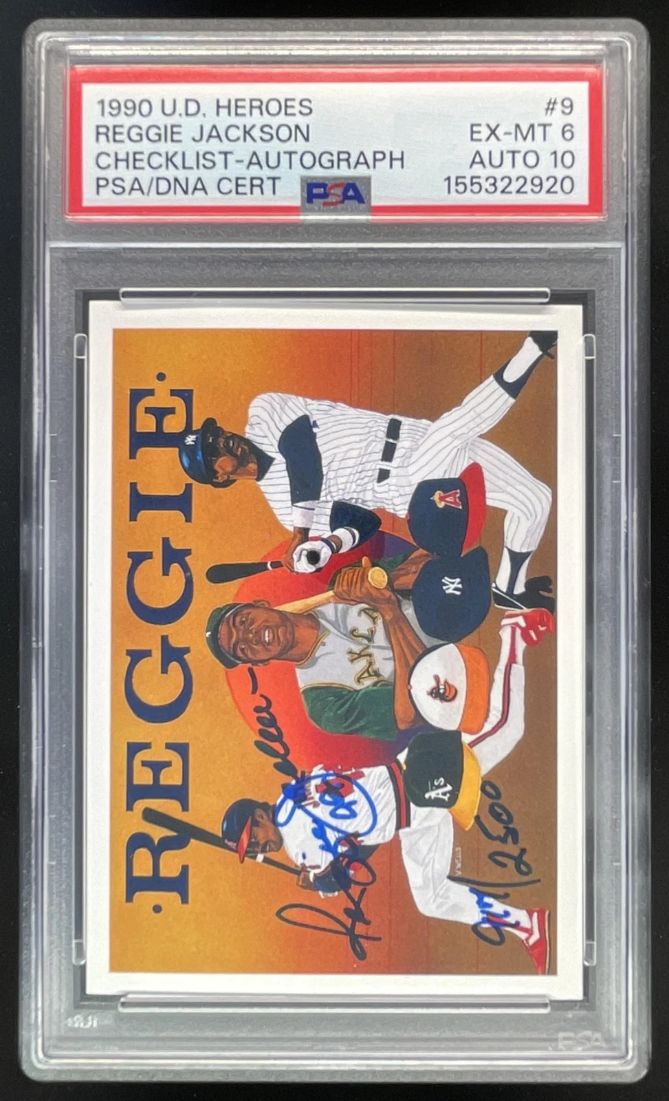 1990 Upper Deck Baseball Heroes Autograph #9 Reggie Jackson Auto /2500 PSA 6