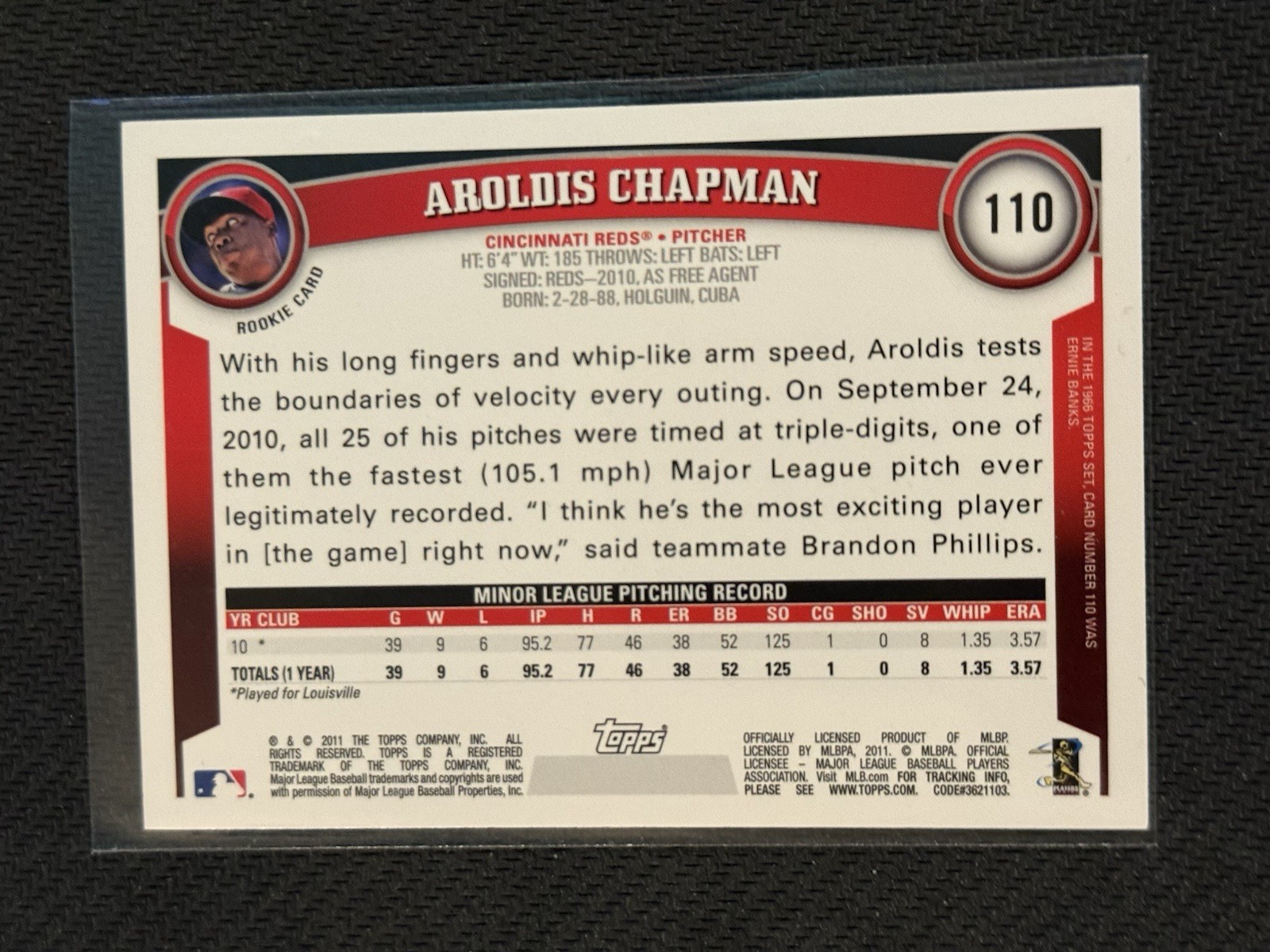 2011 Topps – Aroldis Chapman #110 Platinum Diamond Anniversary (RC)