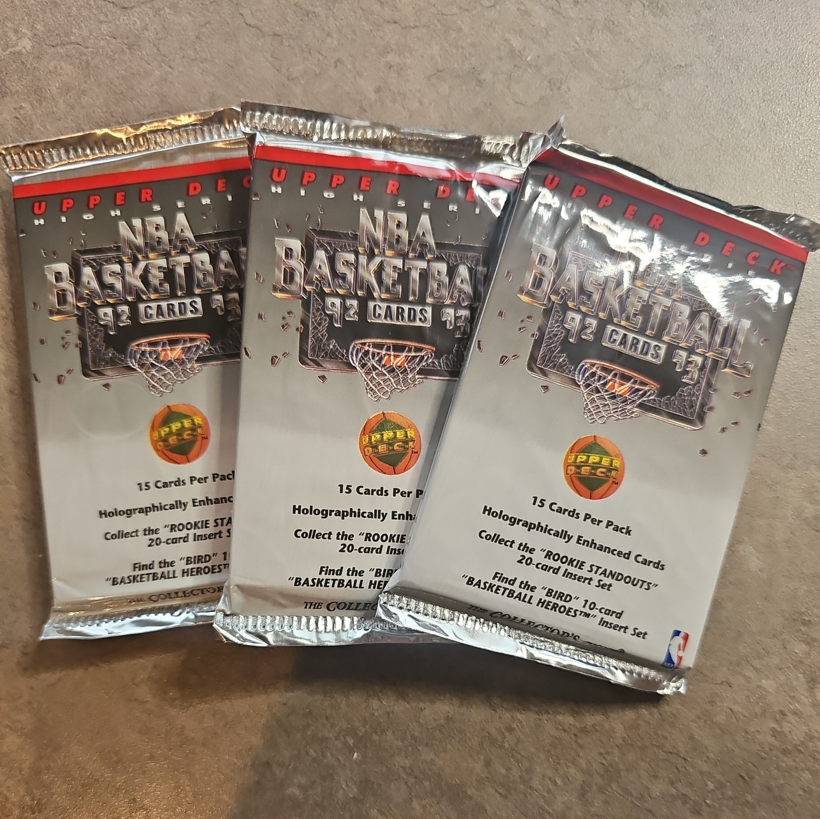 3 Packs 1992-93 Upper Deck Basketball High Series SEALED 3 PACKS JORDAN Shaq RC?