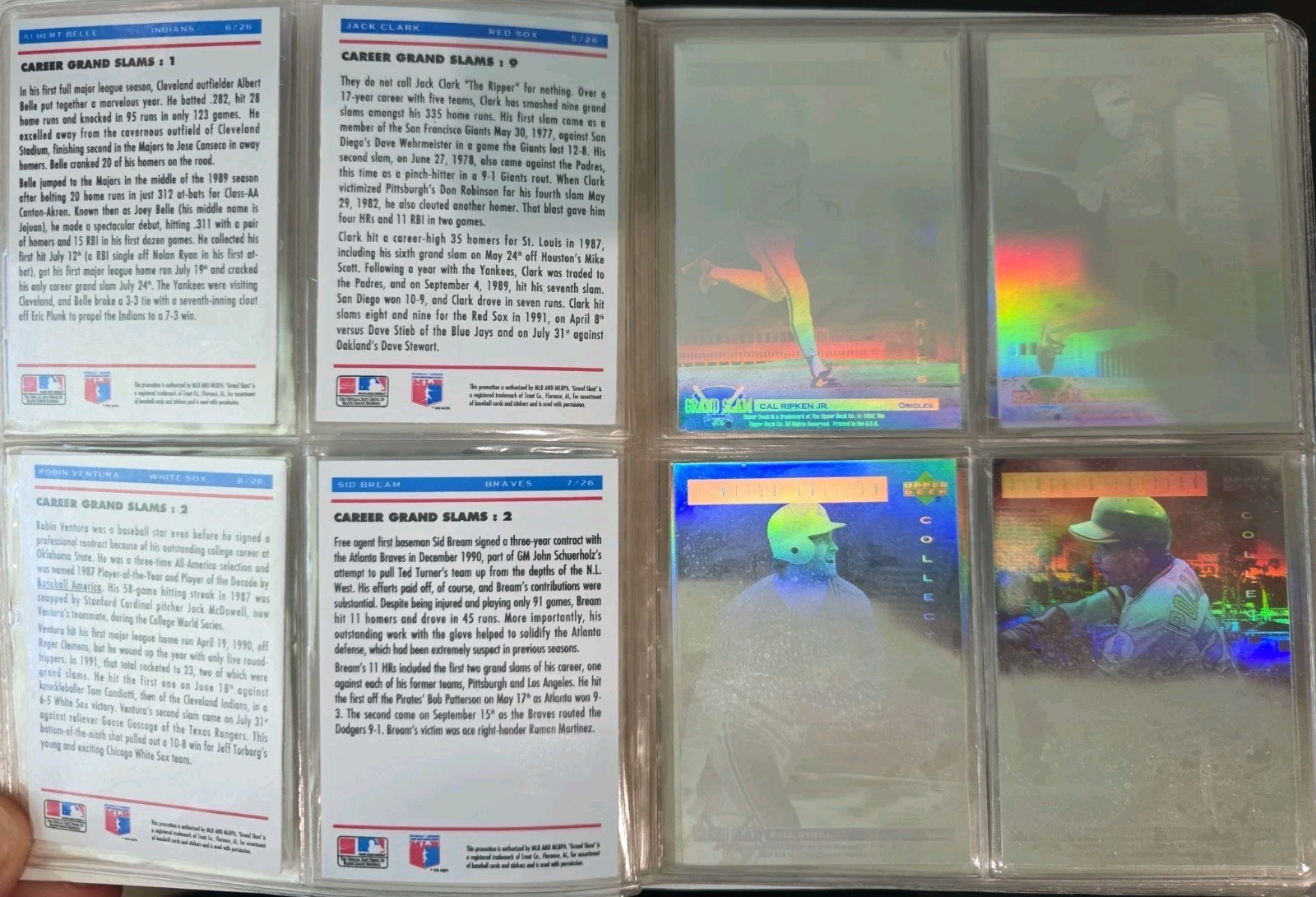 1992 Upper Deck DENNY’S GRAND SLAM Limited Edition Hologram 26 Card Set & Binder