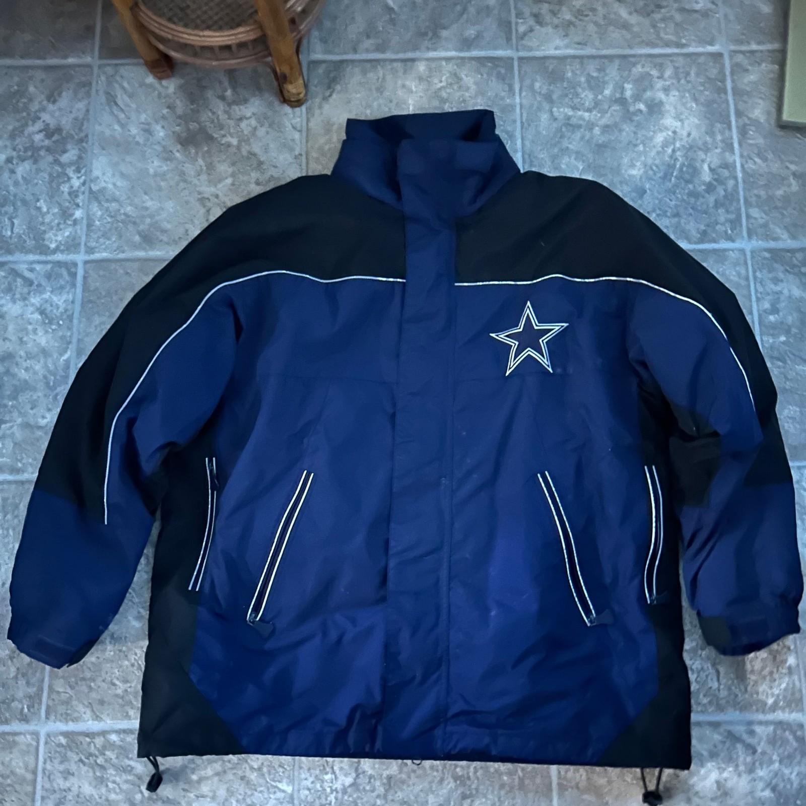 NFL Dallas Cowboys Full Zip Winter Parka Jacket Blue/Black Men’s Large