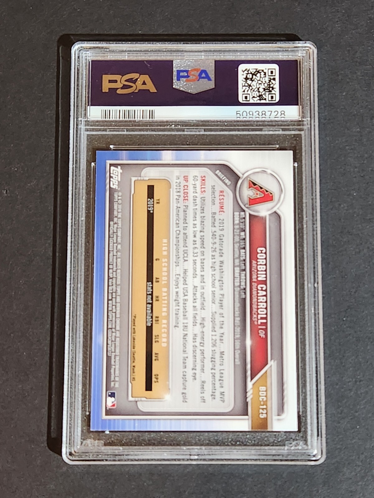 2019 Bowman Chrome 1ST Draft Sapphire Edition Corbin Carroll PSA 10 GEM MT