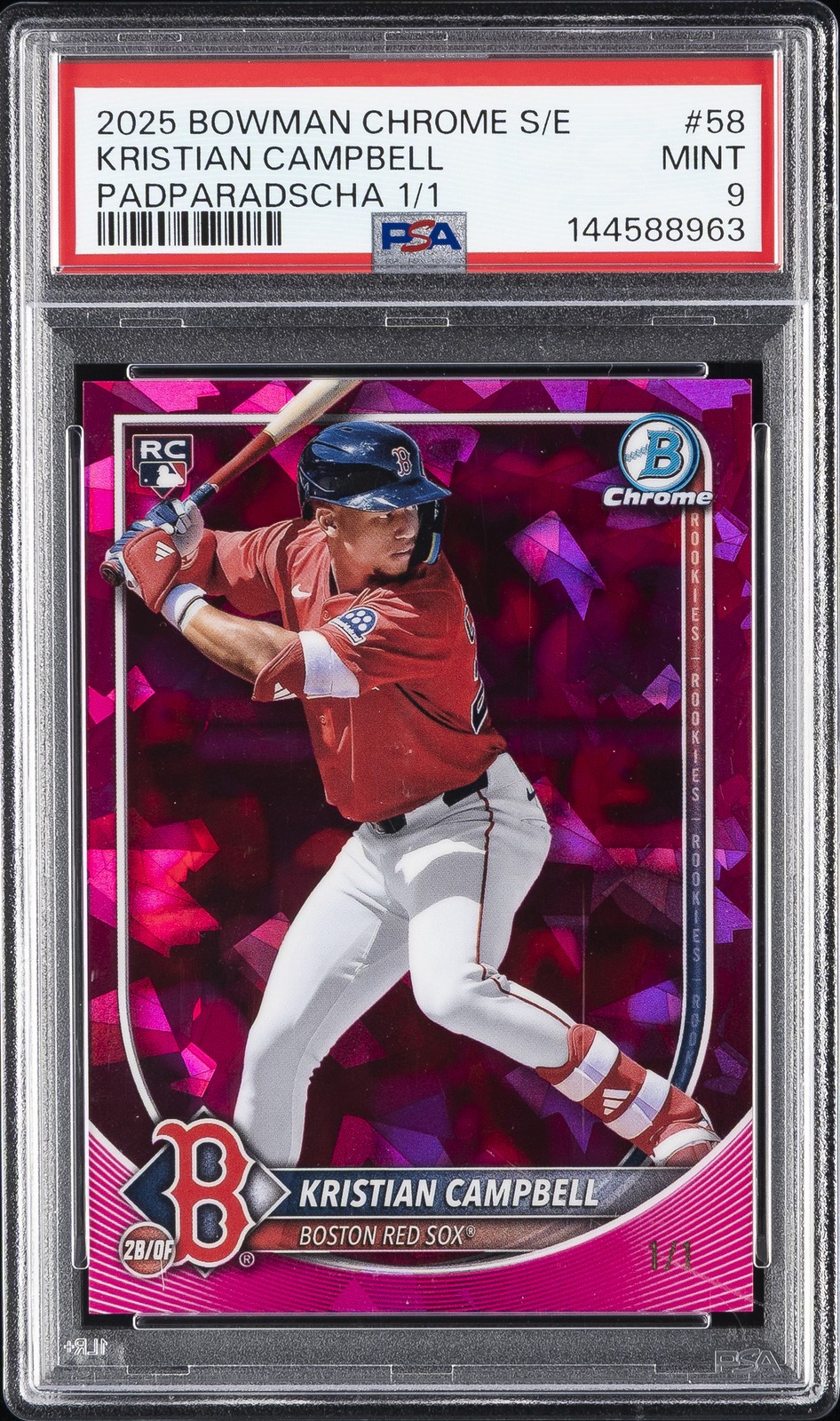 2025 BOWMAN CHROME SAPPHIRE EDITION PADPARADSCHA 1/1 KRISTIAN CAMPBELL 1/1 PSA 9