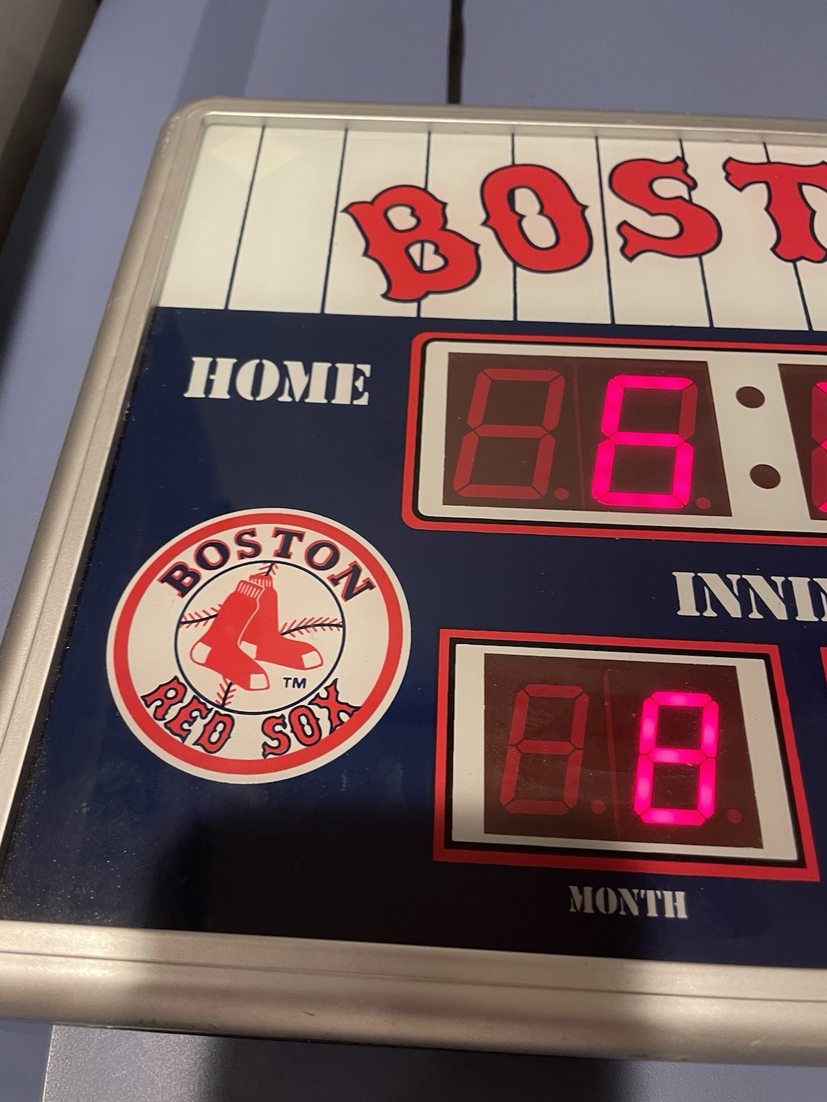 Vintage Red Sox digital sign, Clock, Calendar, Thermometer plug-in – 13″ x 9.5″