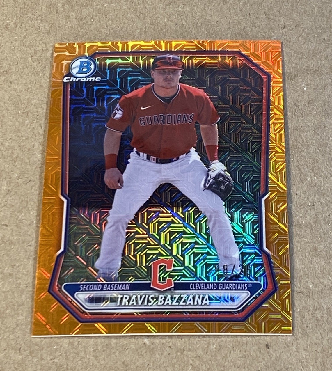 Travis Bazzana 2026 Bowman Chrome Prospect Orange Mojo Refractor /25 Guardians