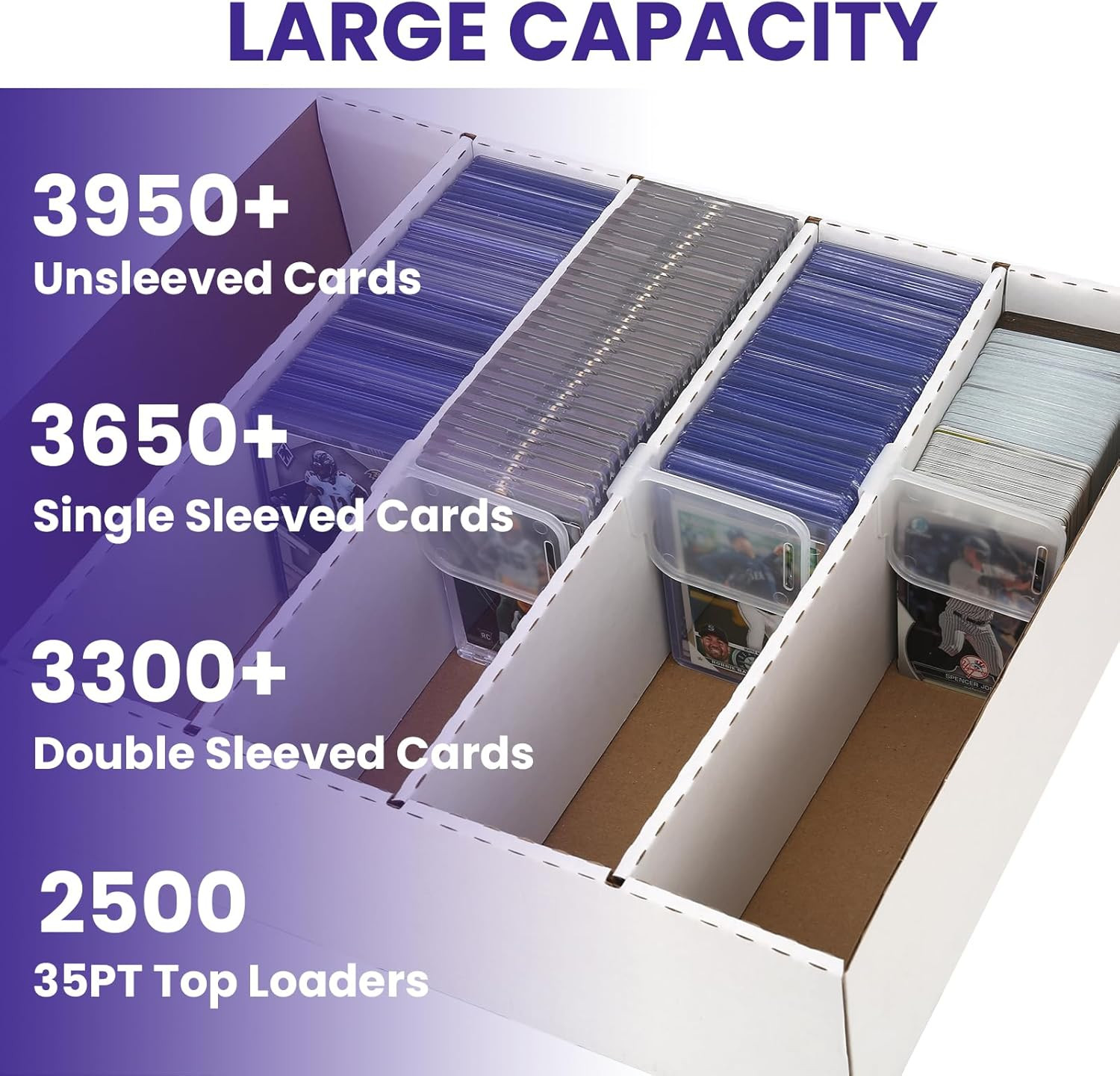 Trading Card Storage Box Large-Capacity, Card Case–Holds 3940 Cards,Includes 50
