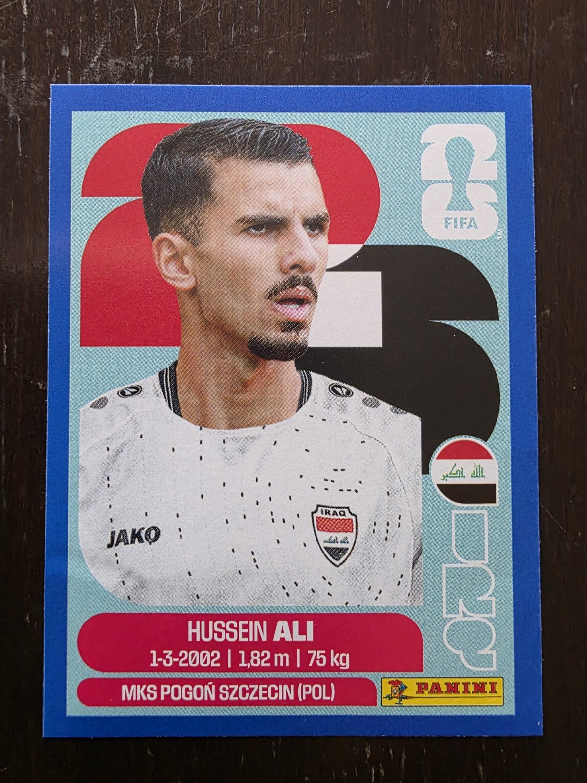 2026 Panini FIFA World Cup Sticker Blue Parallel Hussein Ali Iraq #IRQ 4