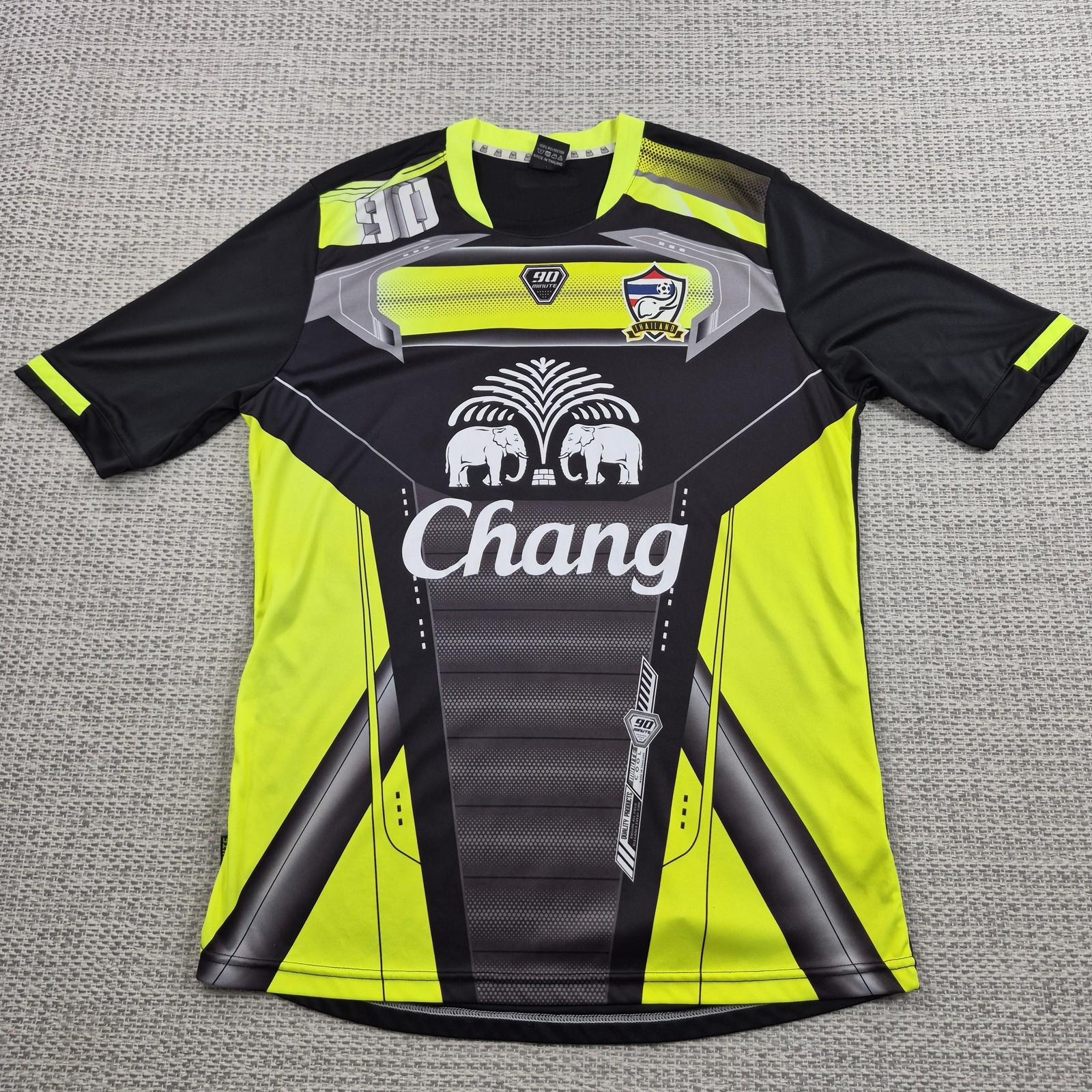 90 Minutes Thailand National Team Soccer Jersey Mens 2XL Black Yellow Chang