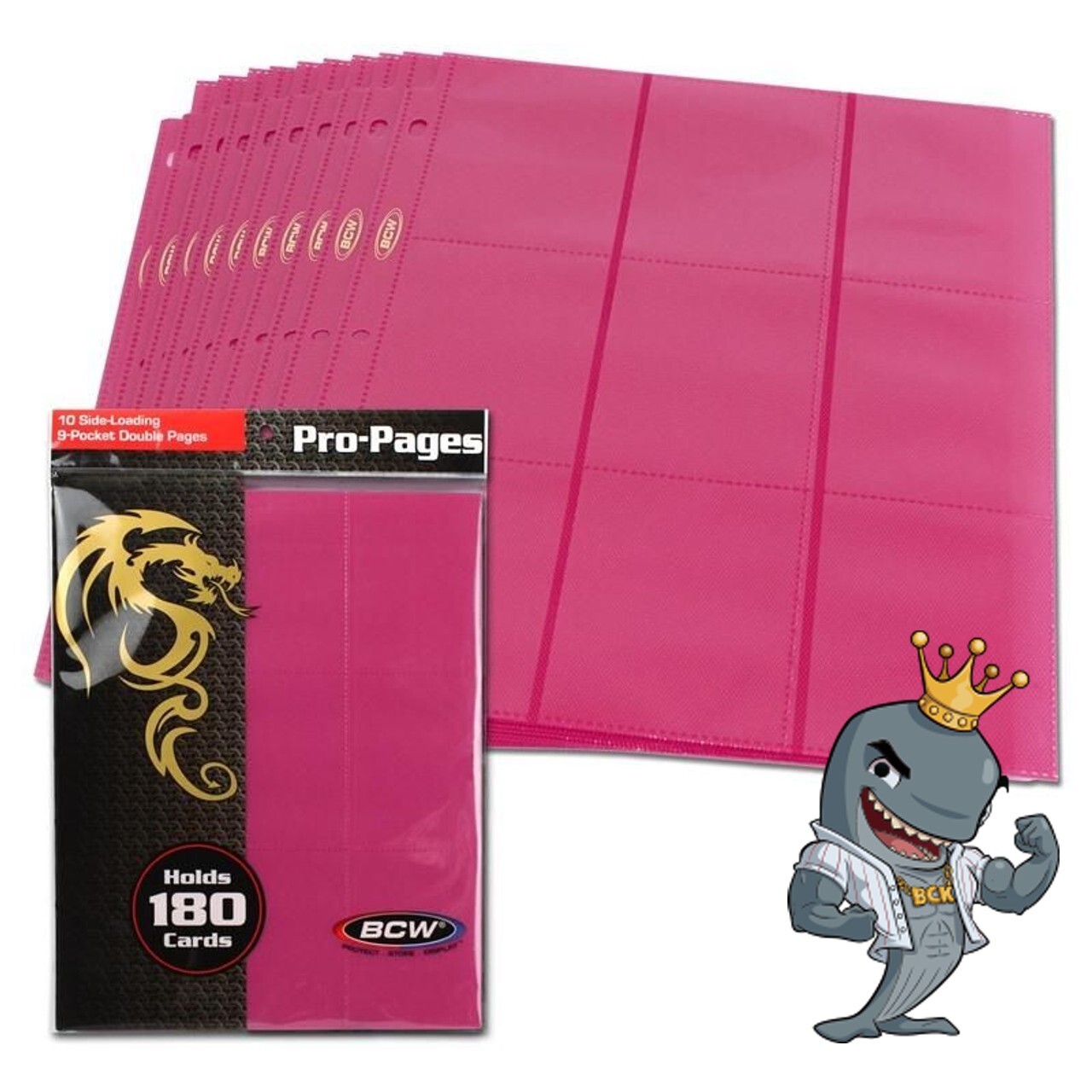 BCW Pro Double-Sided 9-Pocket Pages 10ct Pack – Pink (Side Load) FREE SHIP