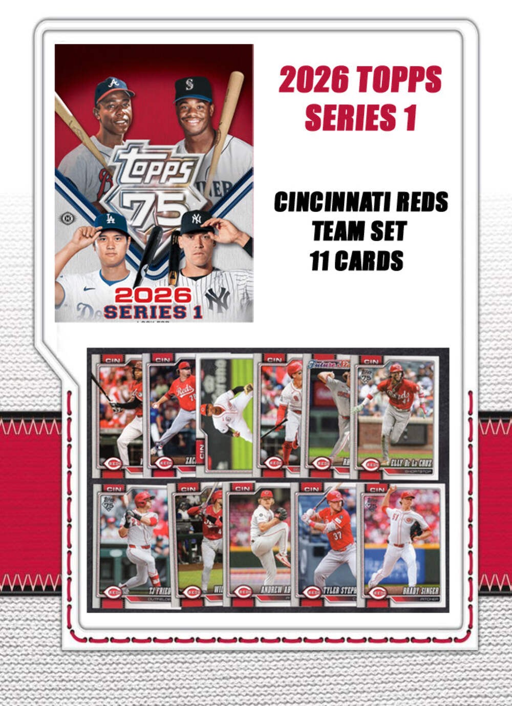 Topps Cincinnati Reds 9 Team Sets 2019 2017 2008 2006 + 2026 Series 1 Elly De La