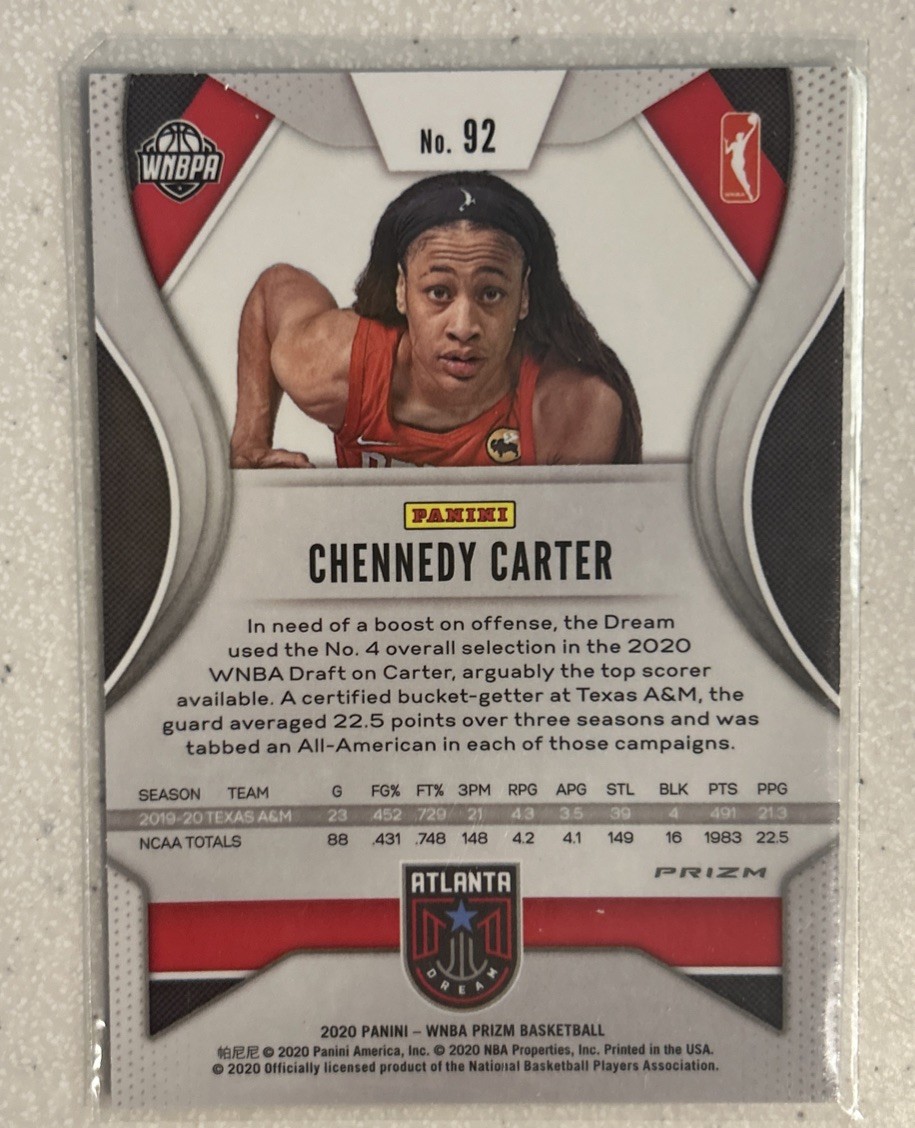 2020 WNBA Prizm Silver Refractor RC #92 Chennedy Carter Rookie
