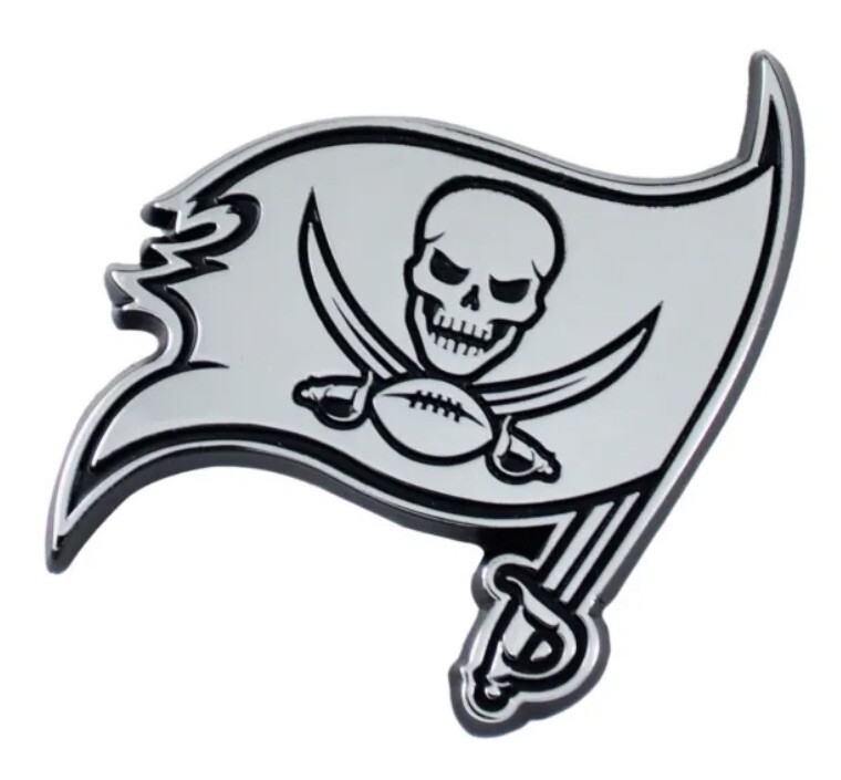 Tampa Bay Buccaneers Plastic Chrome Emblem Decal Size Aprx. 3 1/4 x 3 3/4 inches