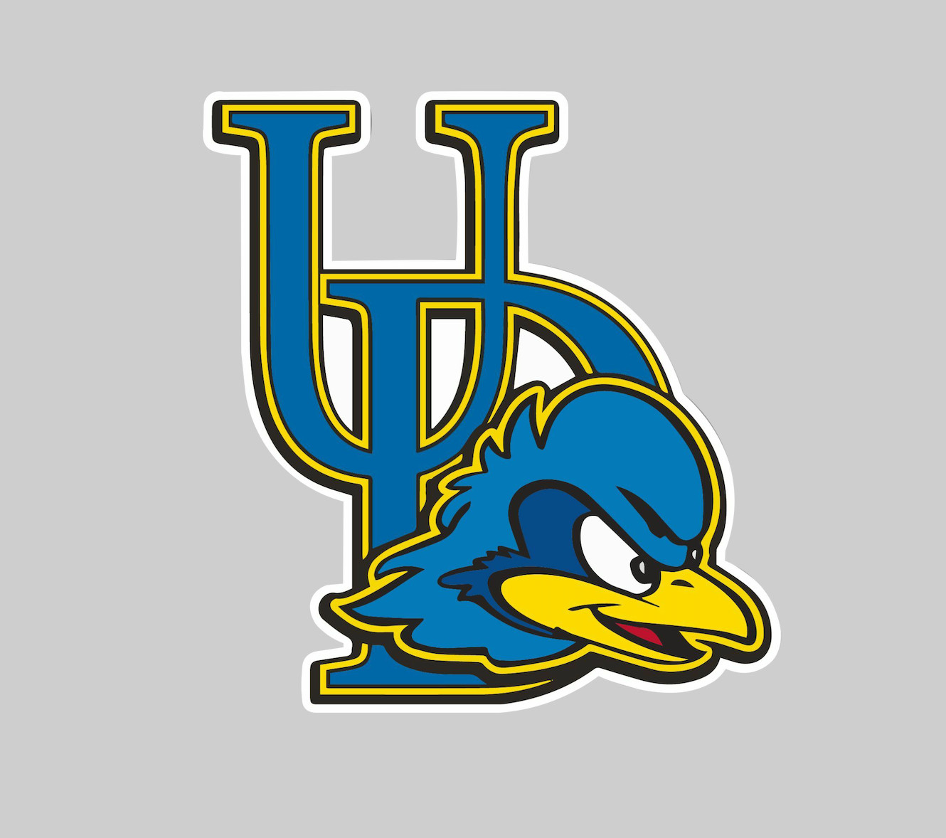 Sticker – Delaware Fightin’ Blue Hens Logo – Die Cut Laminated Vinyl Decal
