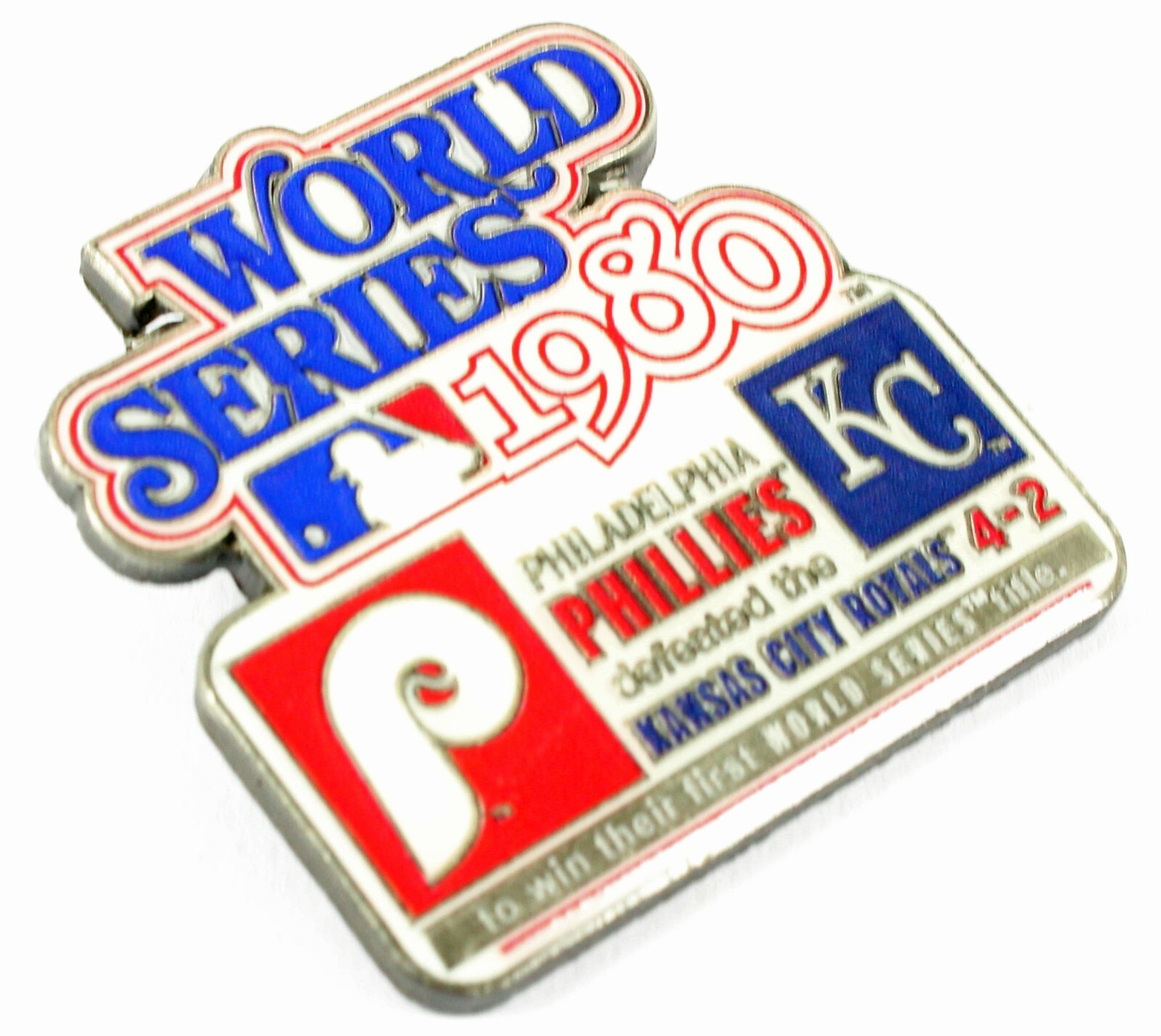 1980 World Series Commemorative Pin – Phillies vs. Royals – 1.5″