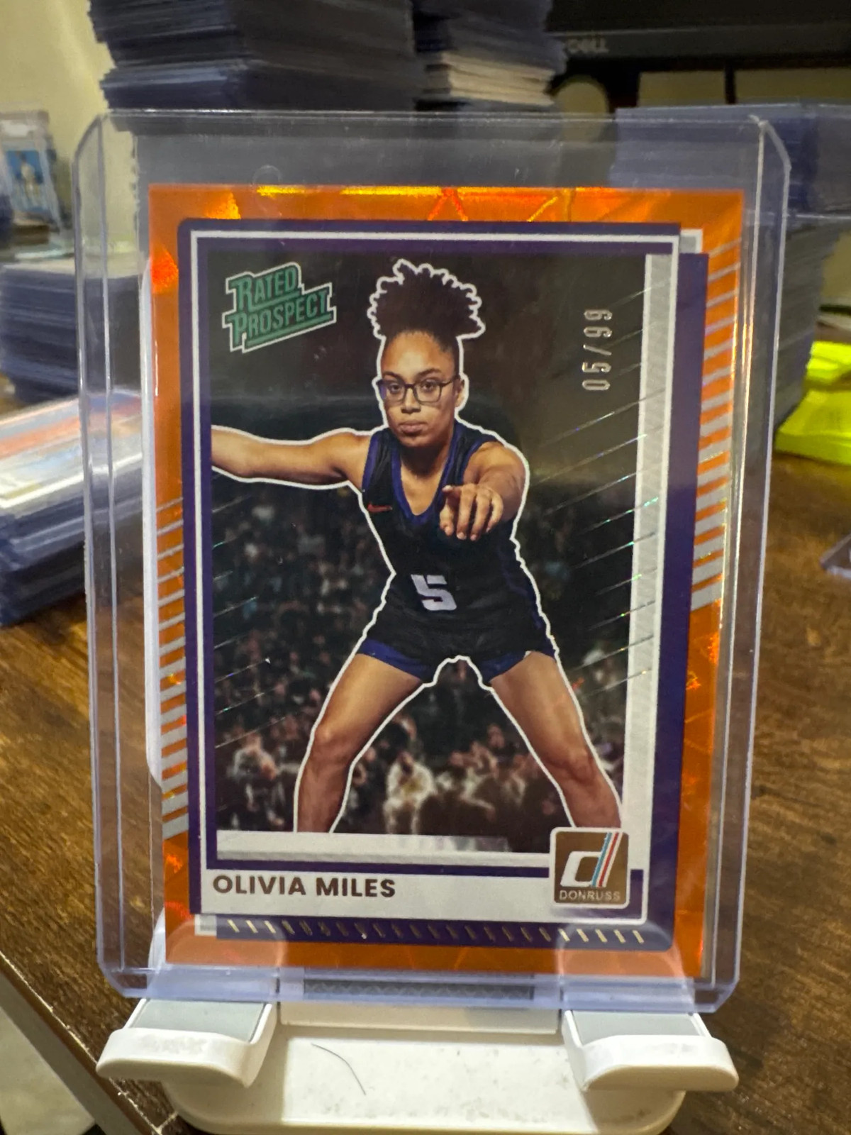 2025-26 Panini Donruss Rated Prospect Olivia Miles #89 Orange Laser /99 ROY