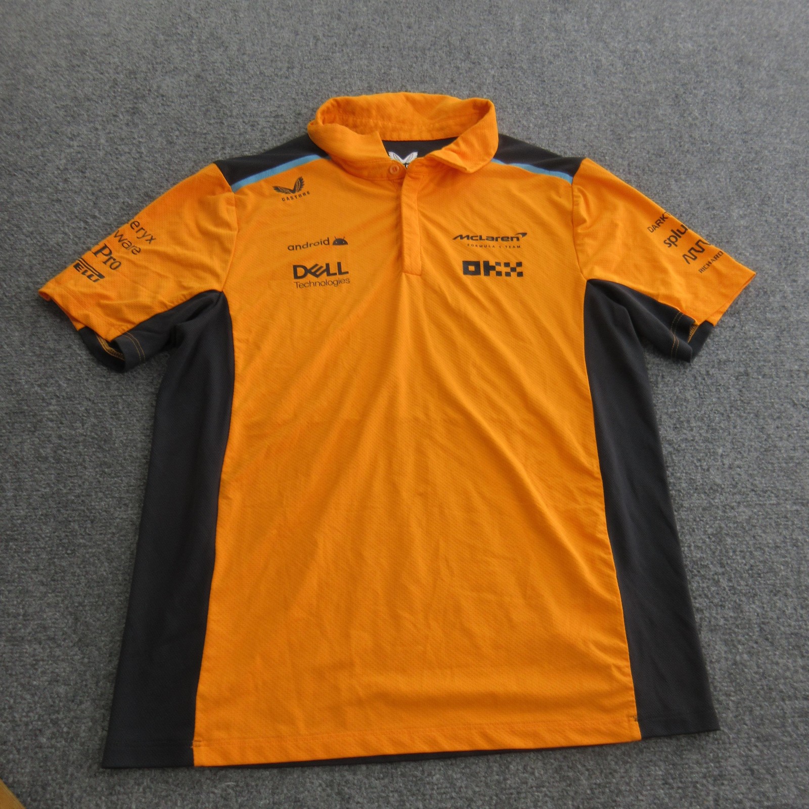 McLaren Formula 1 Team Polo Shirt Mens Medium Orange Racing Castore OKX Dell