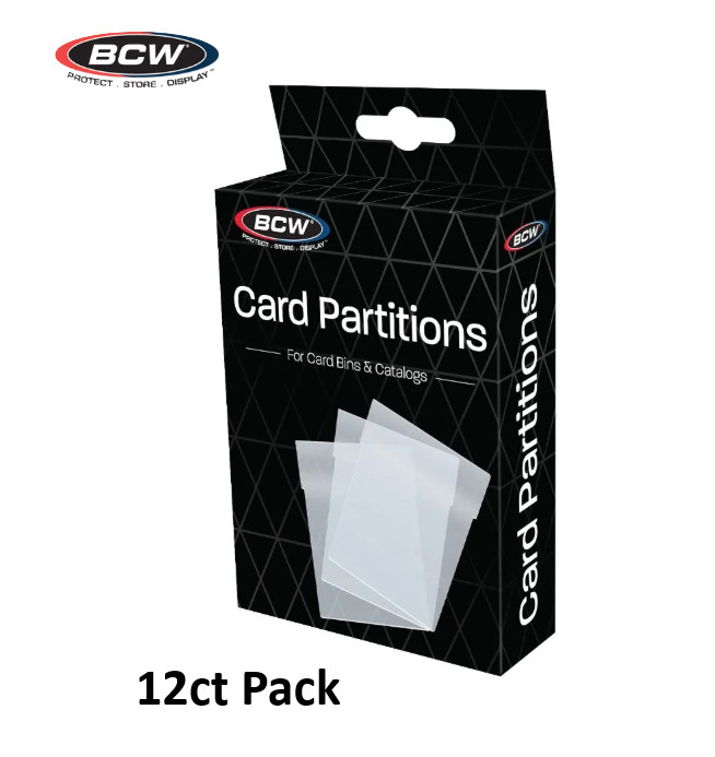 BCW (New) 12ct Clear Card Partitions – For BCW Card Bins 1600 & 3200 Catalogs