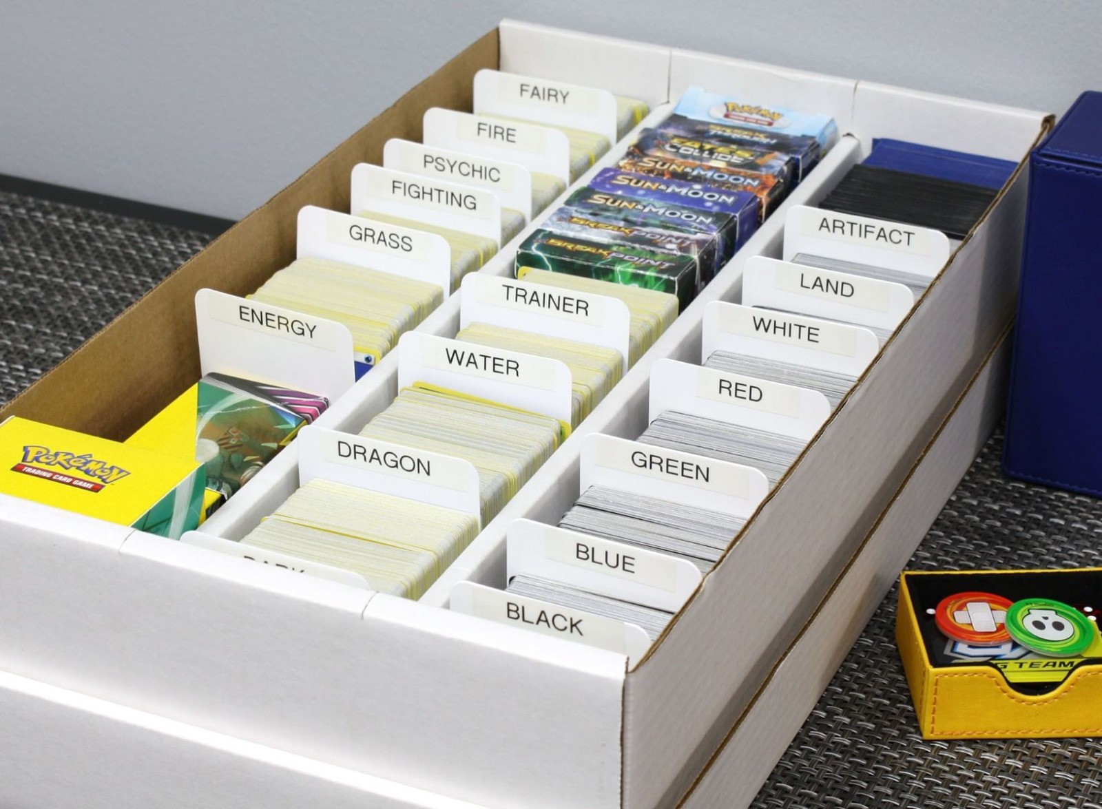 (1000) TALL TABBED PLASTIC TRADING CARD DIVIDERS for CARDBOARD STORAGE BOXES