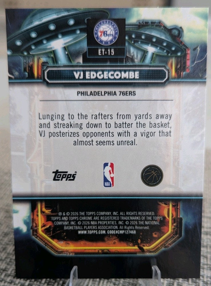 VJ Edgecombe Extraterrestrial Talent RC 2025-26 Topps Cosmic Chrome ET-15 76ers
