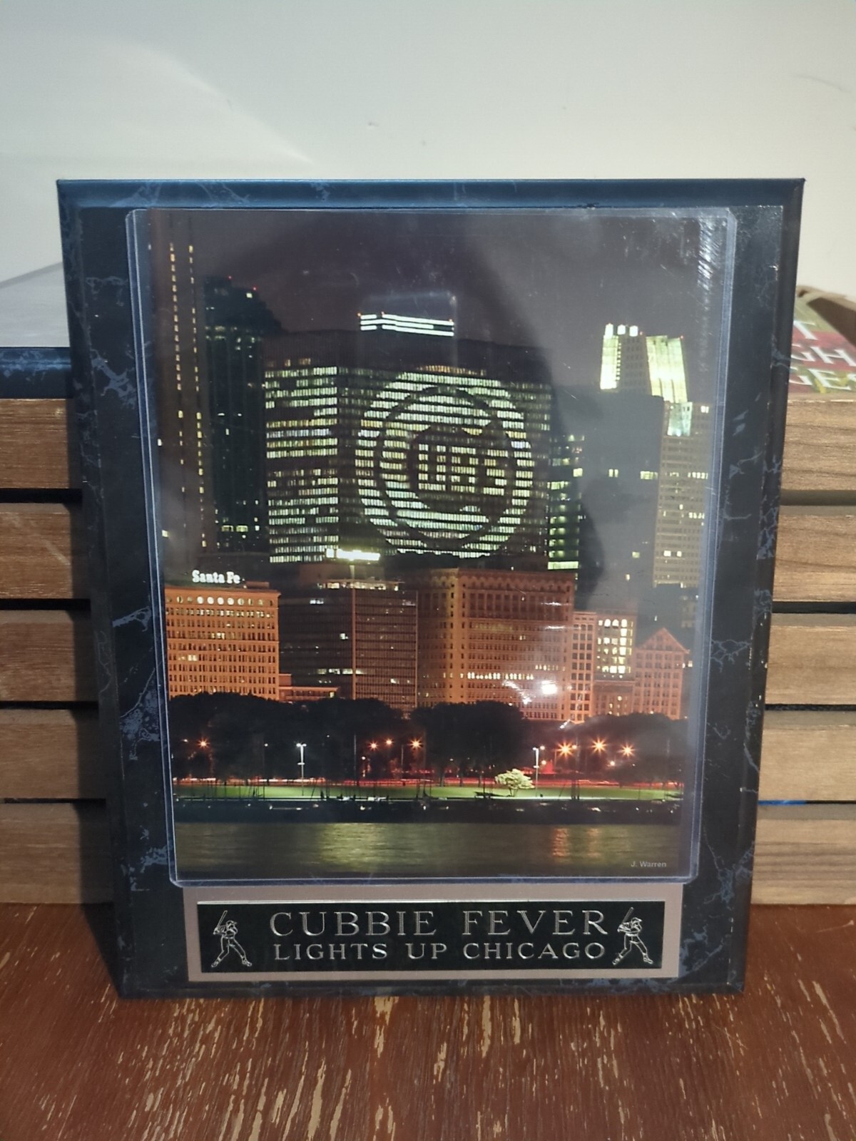 CHICAGO CUBS 10.5 X 13in PLAQUE CUBBIE FEVER LIGHTS UP CHICAGO