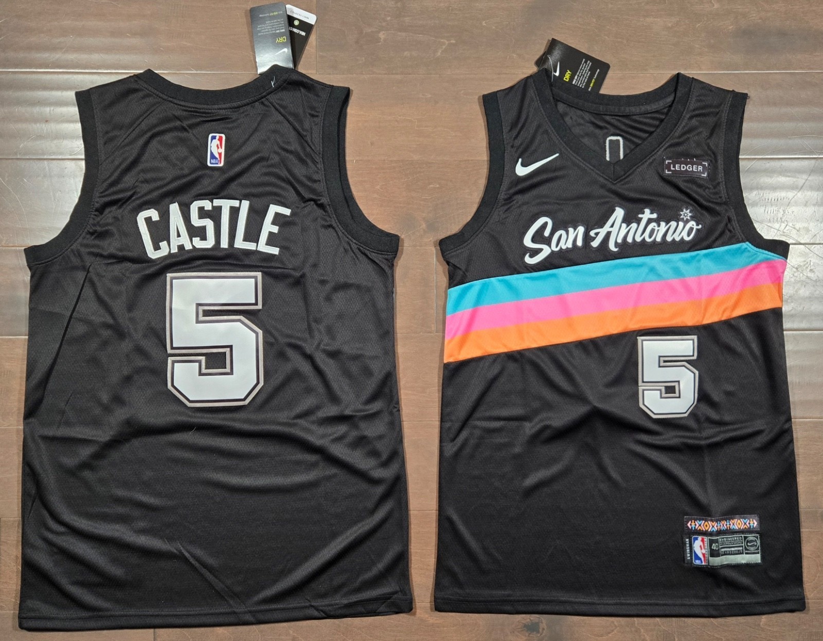 Spurs #5 Stephon Castle Stitched Black Fiesta City Edition Jersey NWT