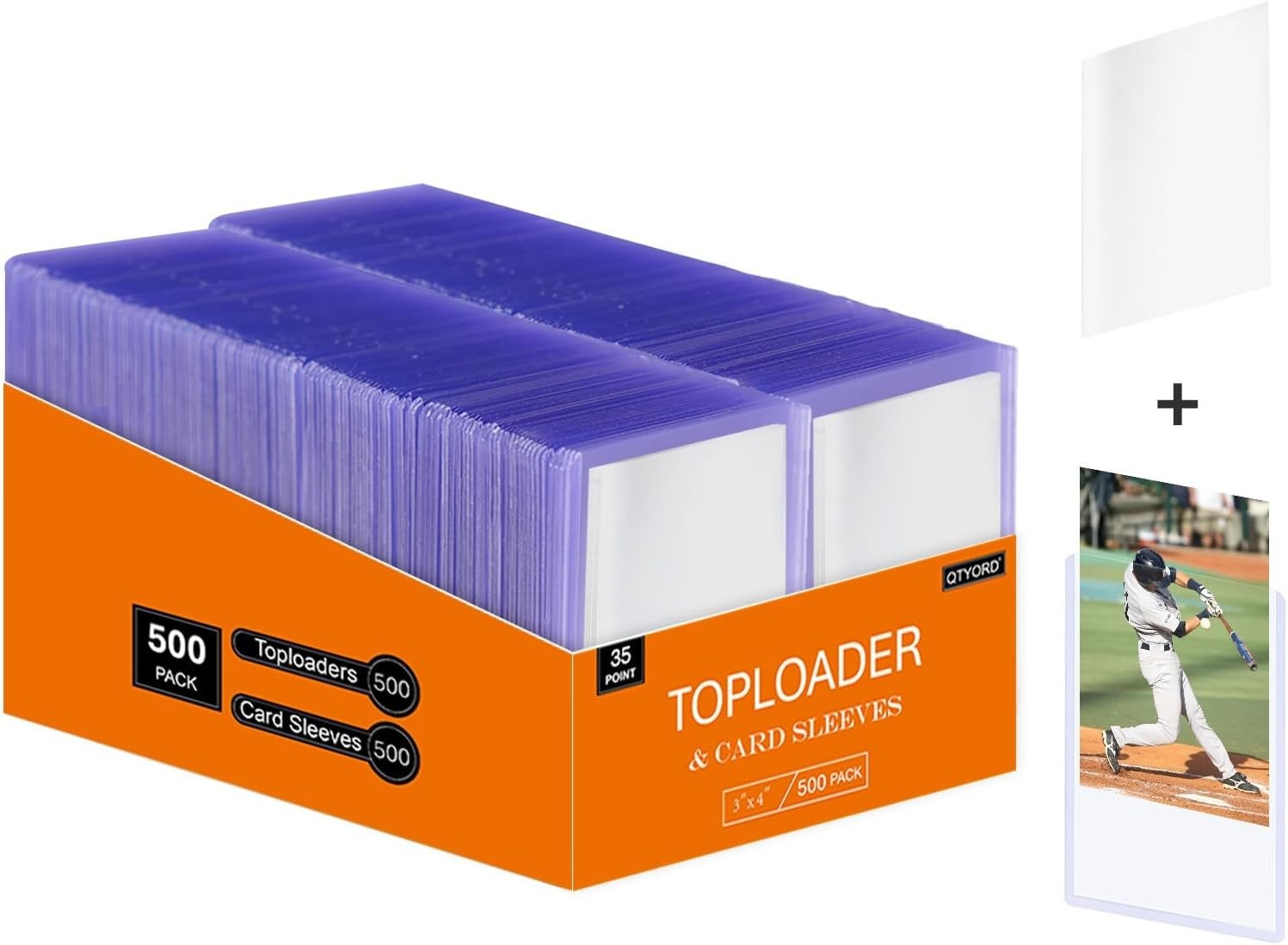 1000pcs 3″x4″ Card Toploaders & Sleeves Bundle Baseball Sports Trading Card Prot