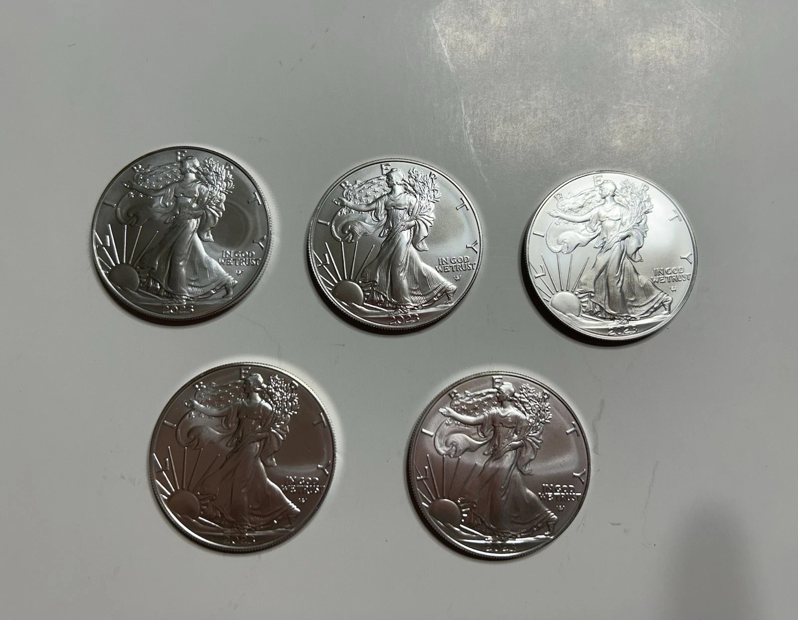 2023 1 oz .999 Fine American Eagl e BU Lot of 5