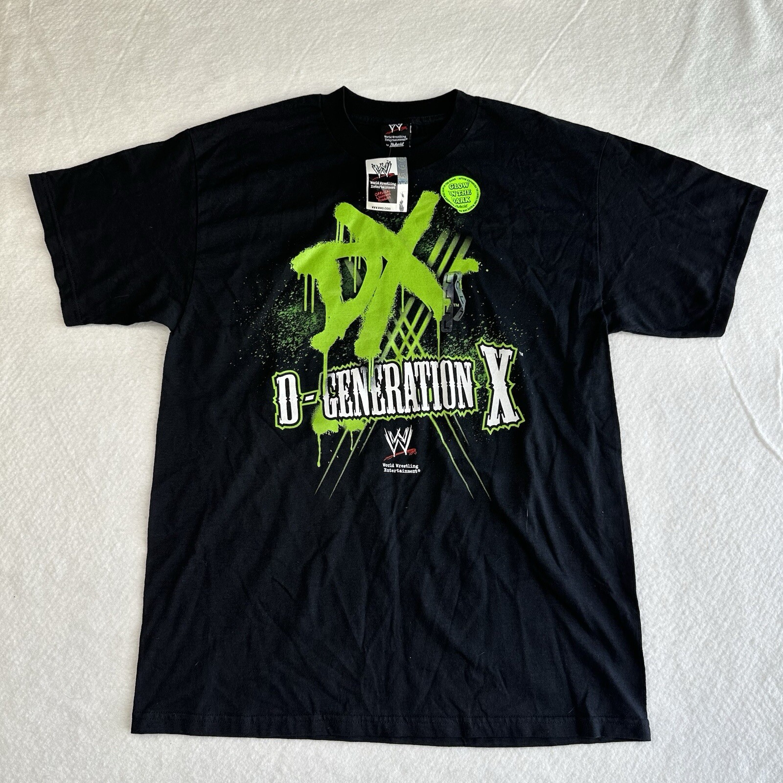 NWT 2007 WWE D-Generation X Men’s Sz Large T-Shirt Black Glow in the Dark VTG