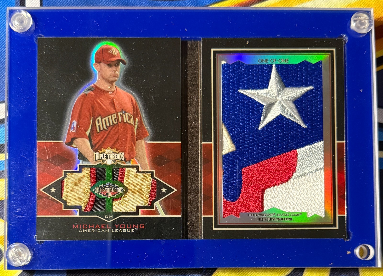 2012 Topps Triple Threads Michael Young 1/1 All-Star Jumbo Sleeve Patch Booklet