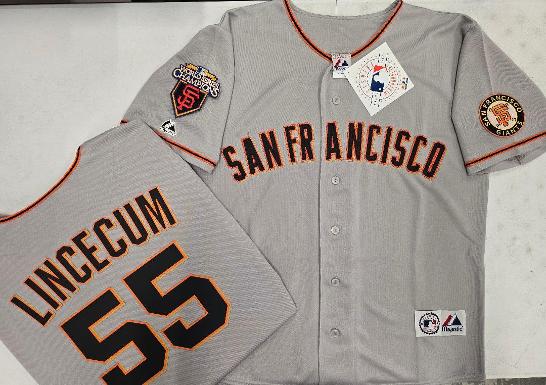 40531 Majestic San Francisco Giants TIM LINCECUM 2010 WORLD SERIES Jersey GRAY