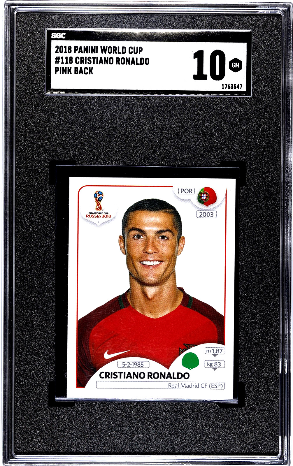 Panini Sticker Cristiano Ronaldo Pink Back #118 World Cup Russia 2018 SGC 10