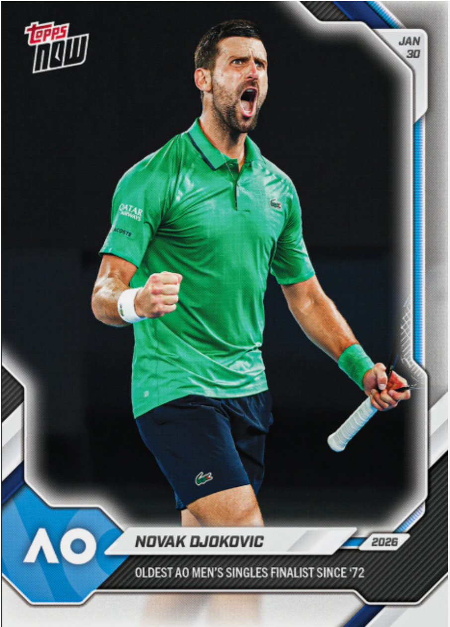 2026 Topps Now Tennis #9 Novak Djokovic Australian Open Men’s Finals – IN HAND