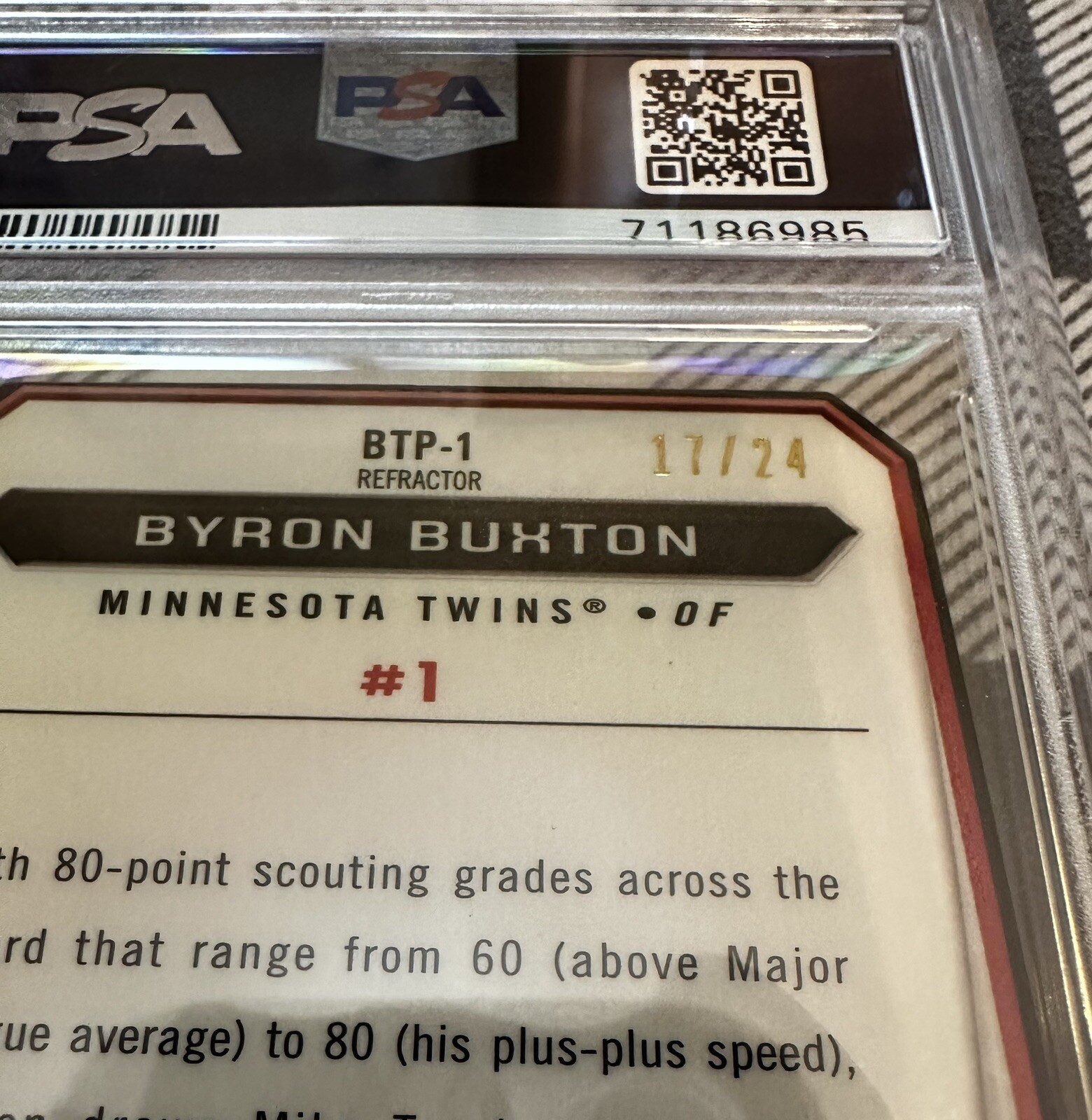 2014 Bowman Chrome Byron Buxton /24 Top 100 Die Cut X-Fractor Autograph #BTP-1