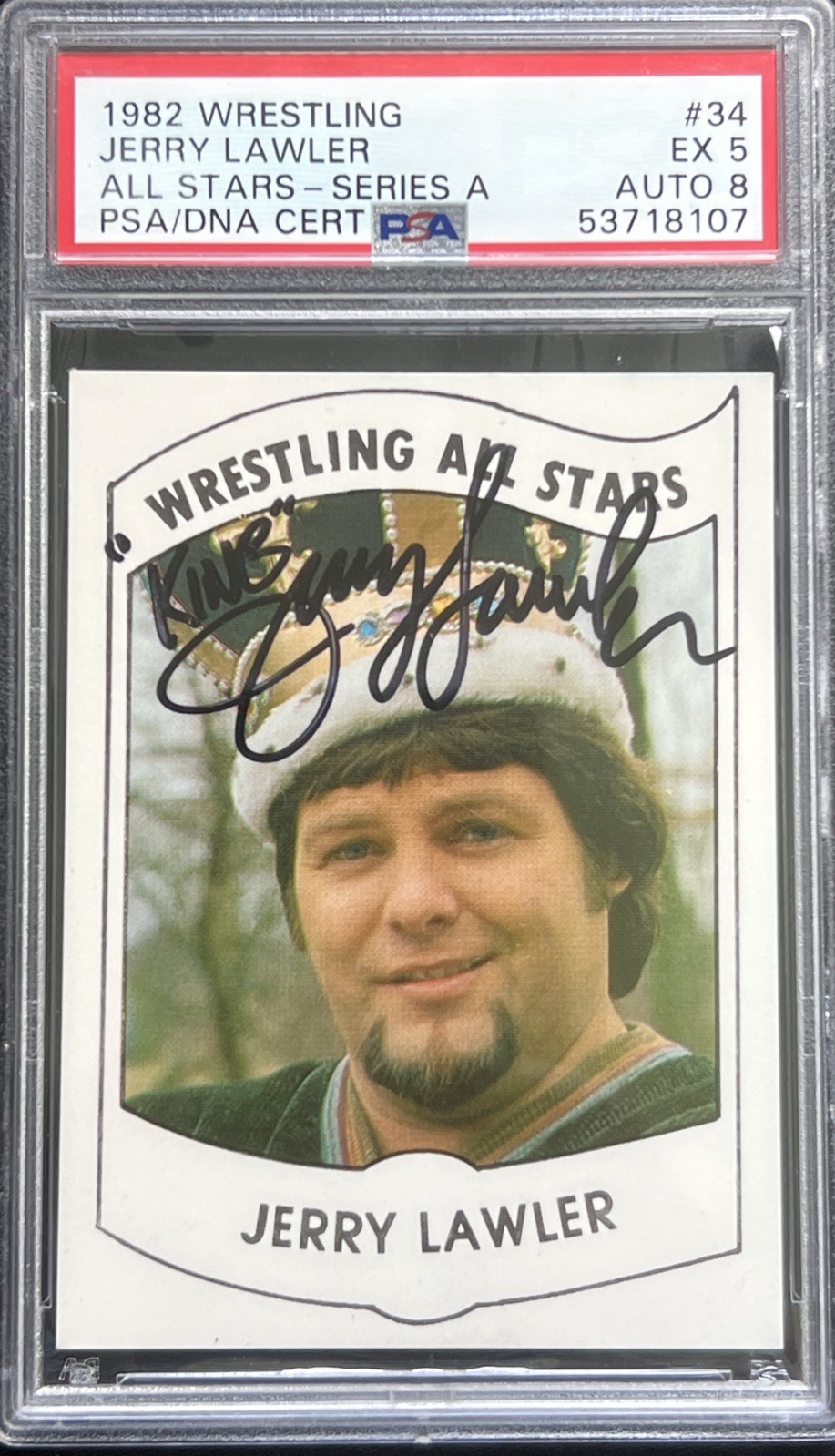 JERRY LAWLER PSA 5 AUTO 8 1982 Wrestling All Stars POP 4 Rookie Series A Signed