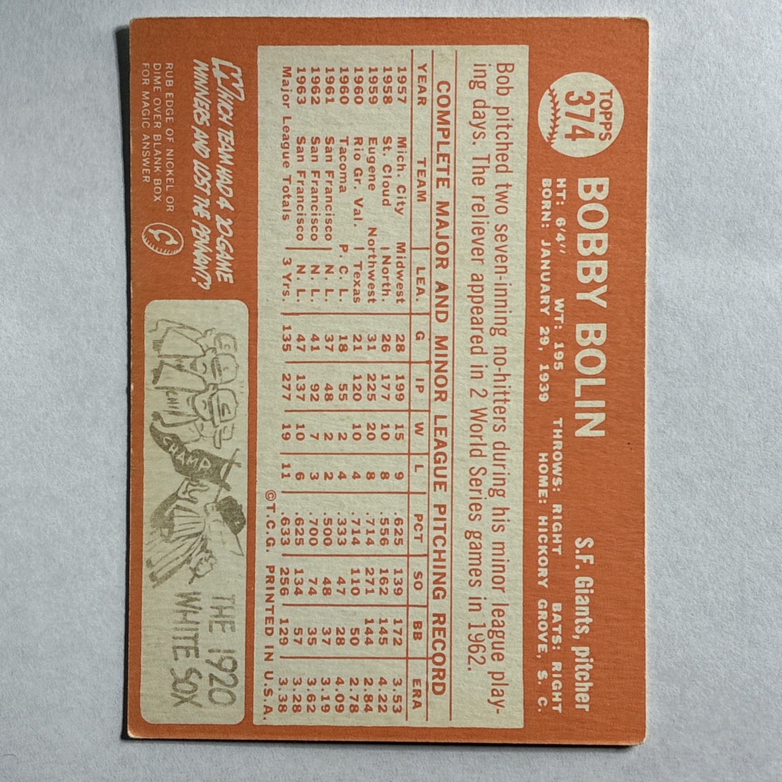 1964 Topps – Bob Bolin #374
