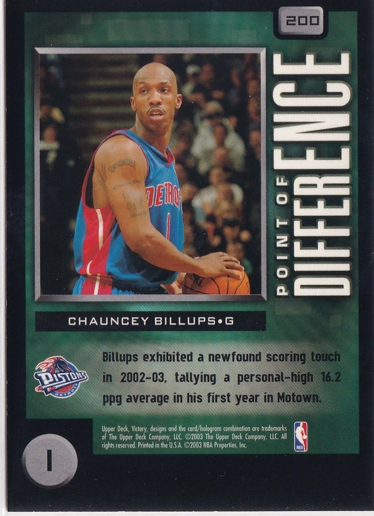 2003-04 Chauncey Billups Upper Deck Victory #200 Point Of Difference